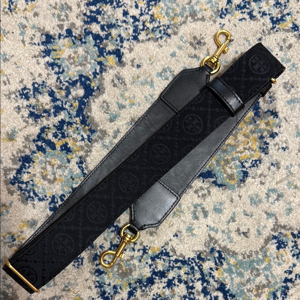 Authentic Tory Burch Black Monogram Crossbody Strap